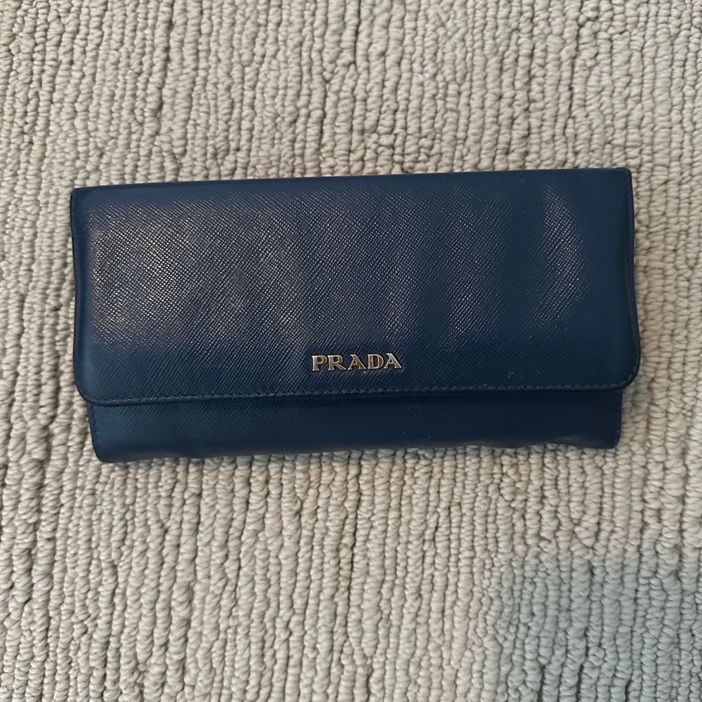 Authentic Prada Long Wallet - Two Toned Blue